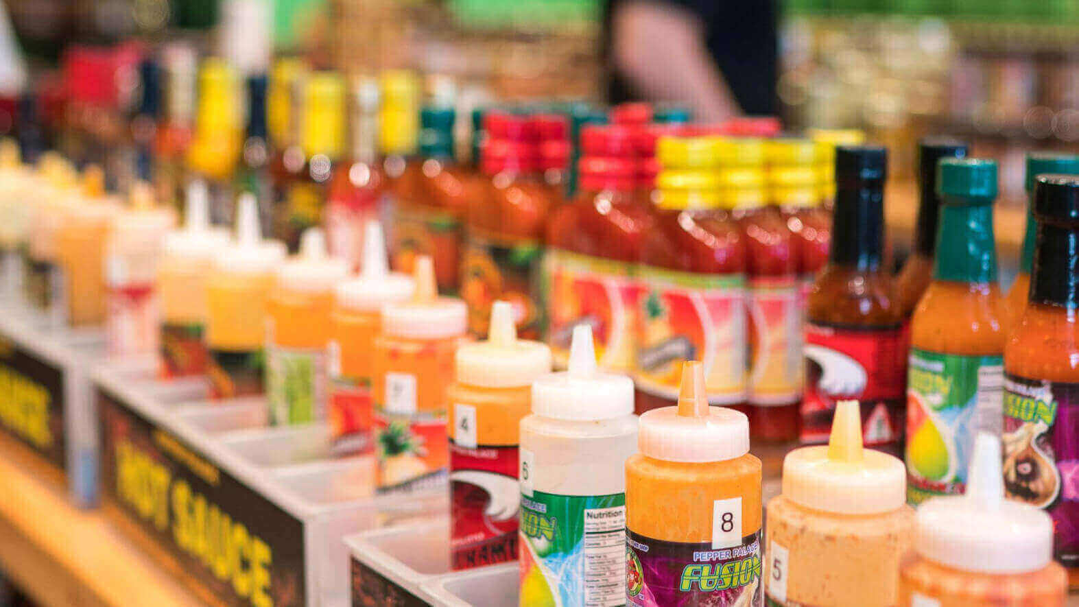 image showing bottles of hot sauce