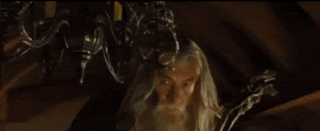 animated gif of gandalf telling frodo to keep ring secret