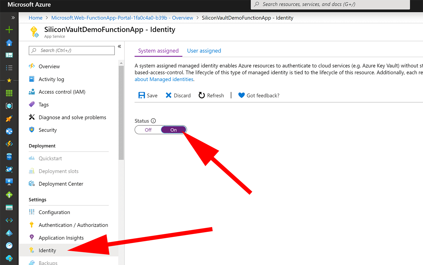 screenshot appservice identity