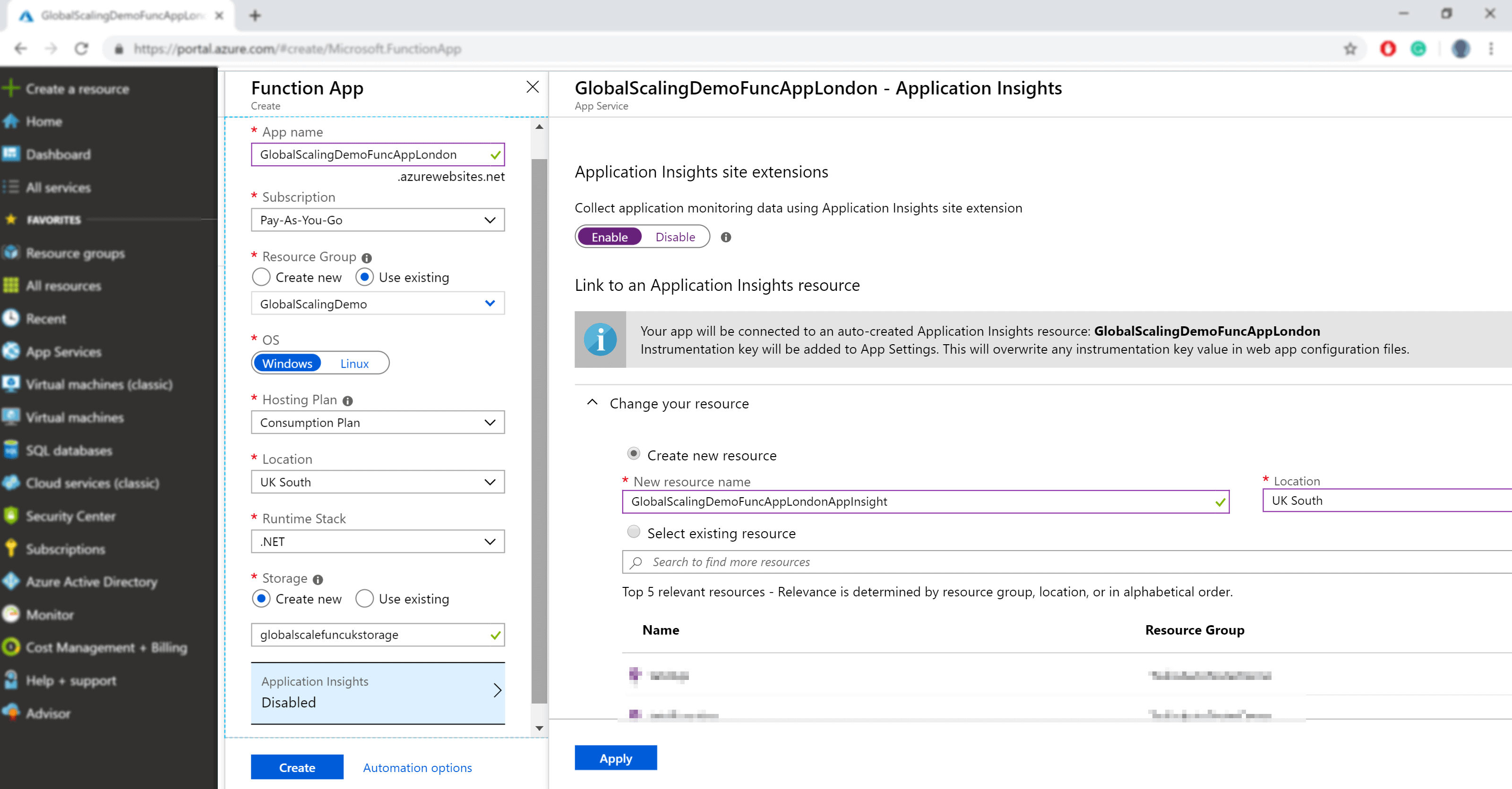 image showing how azure function app service is created