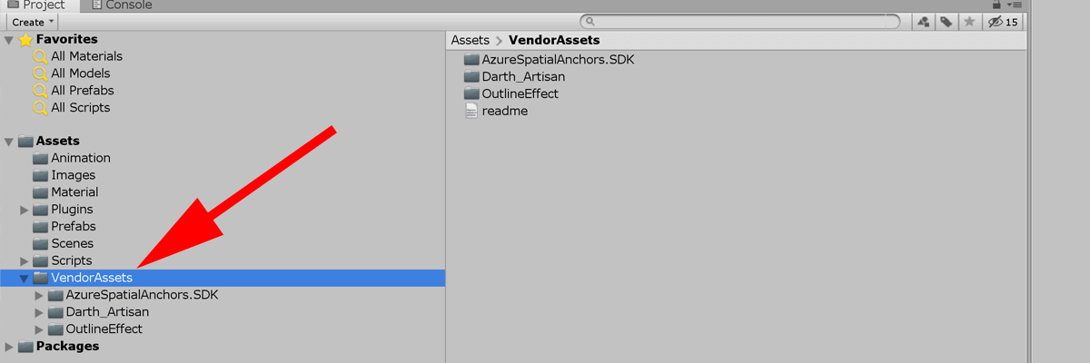 screenshot showing 3rd party assets in vendorassets folder