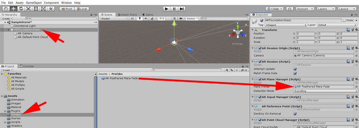 screenshot showing setting plane AR plane manager