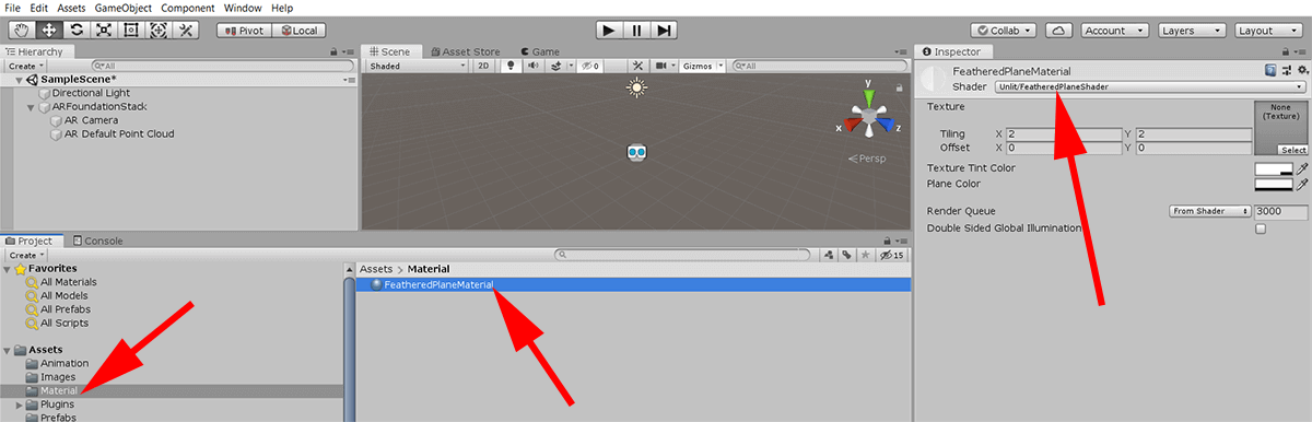 screenshot showing unity setting shader