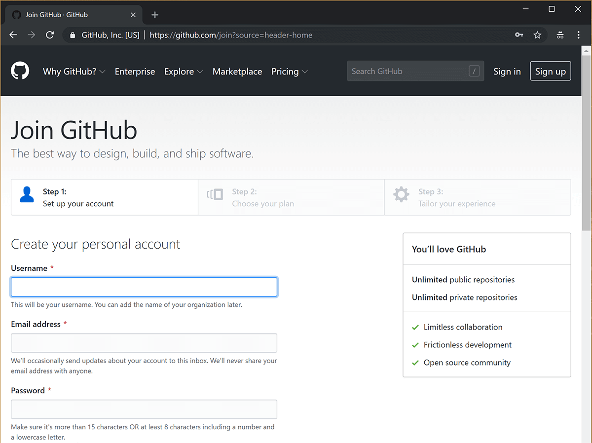 create new repository github