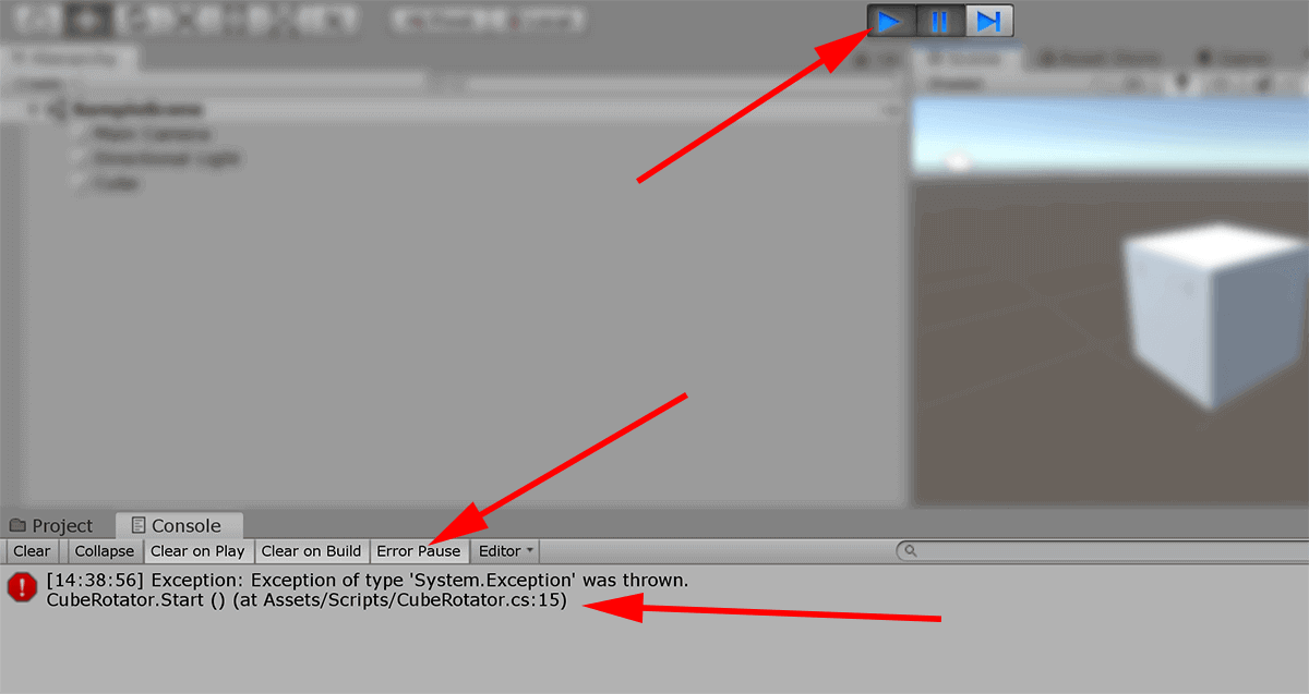 screenshot showing unity editor error-pause