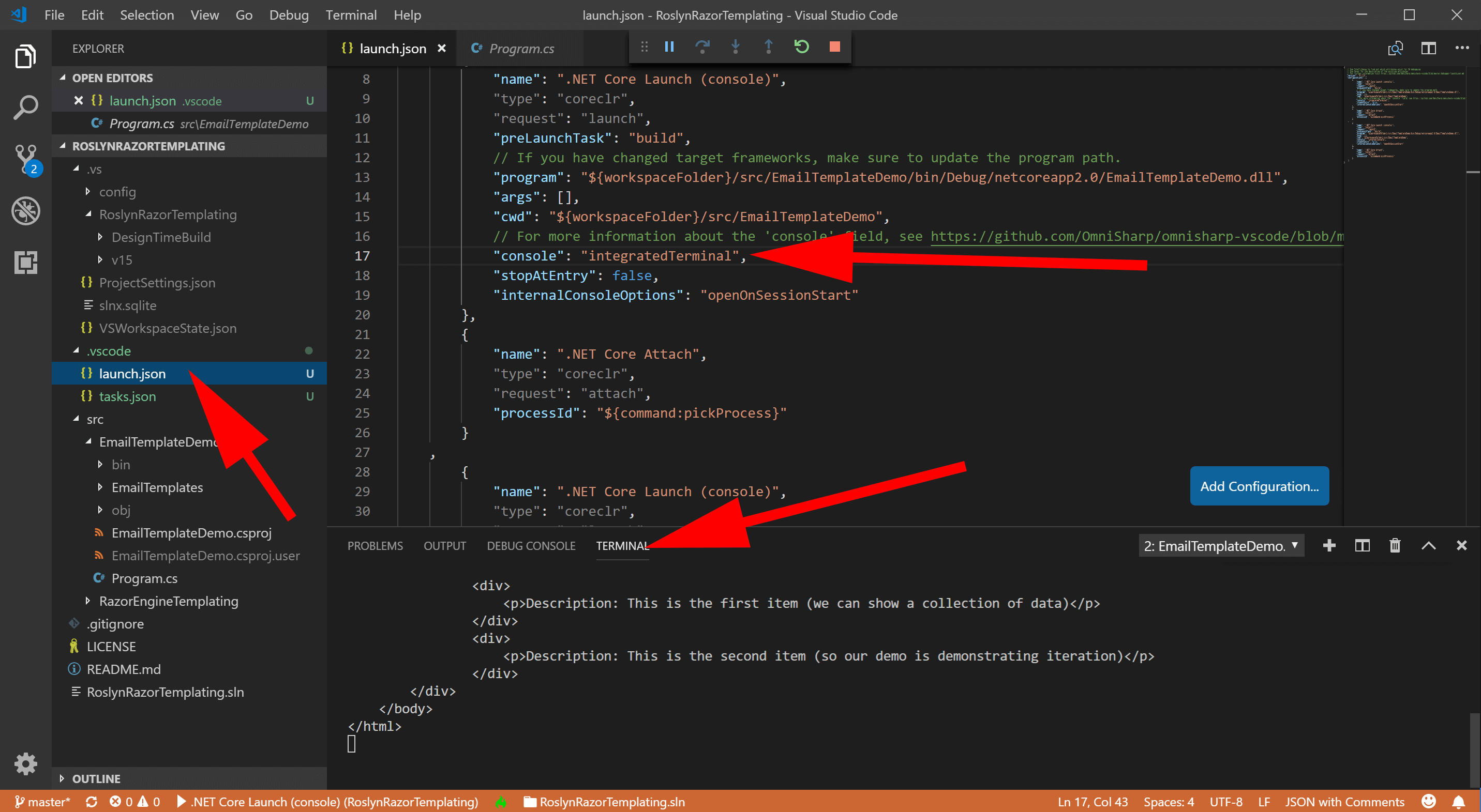 visual studio code debug console default